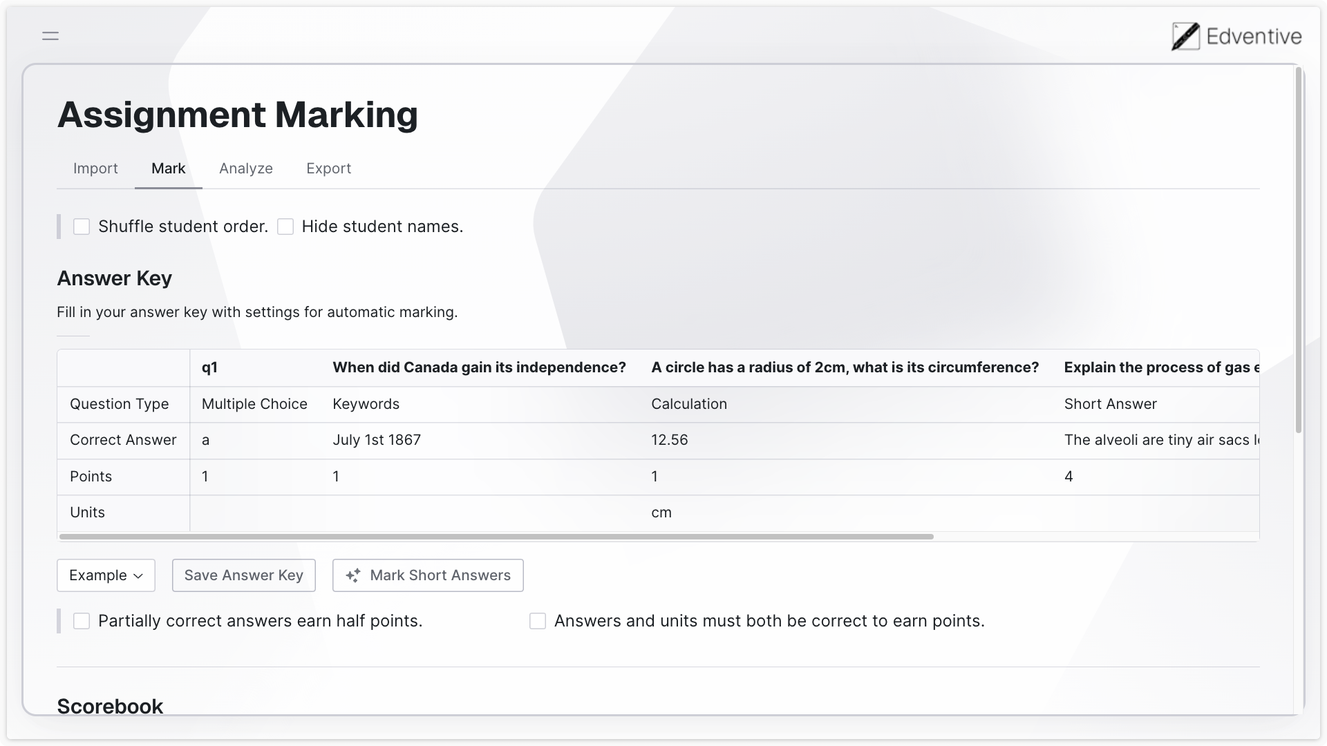 Customizable Marking Criteria