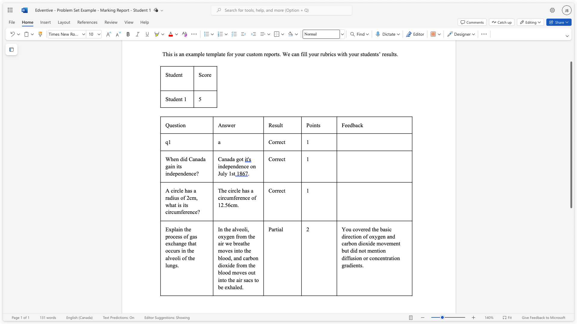 Customizable Reports for Each Student